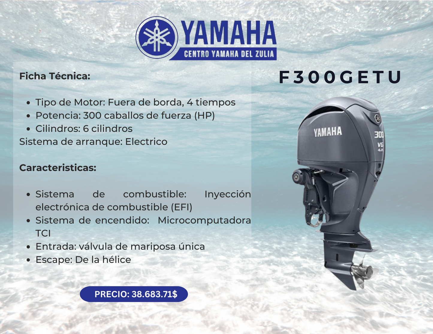 300HP MOTOR FUERA DE BORDA YAMAHA F300GETU